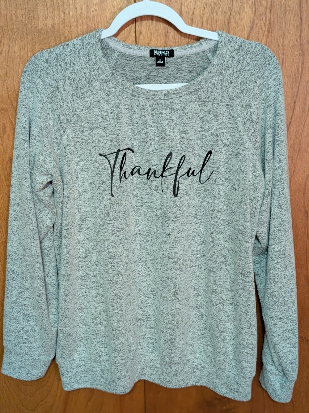 Buffalo David Bitton Heather Gray "Thankful" Pullover Sweatshirt
